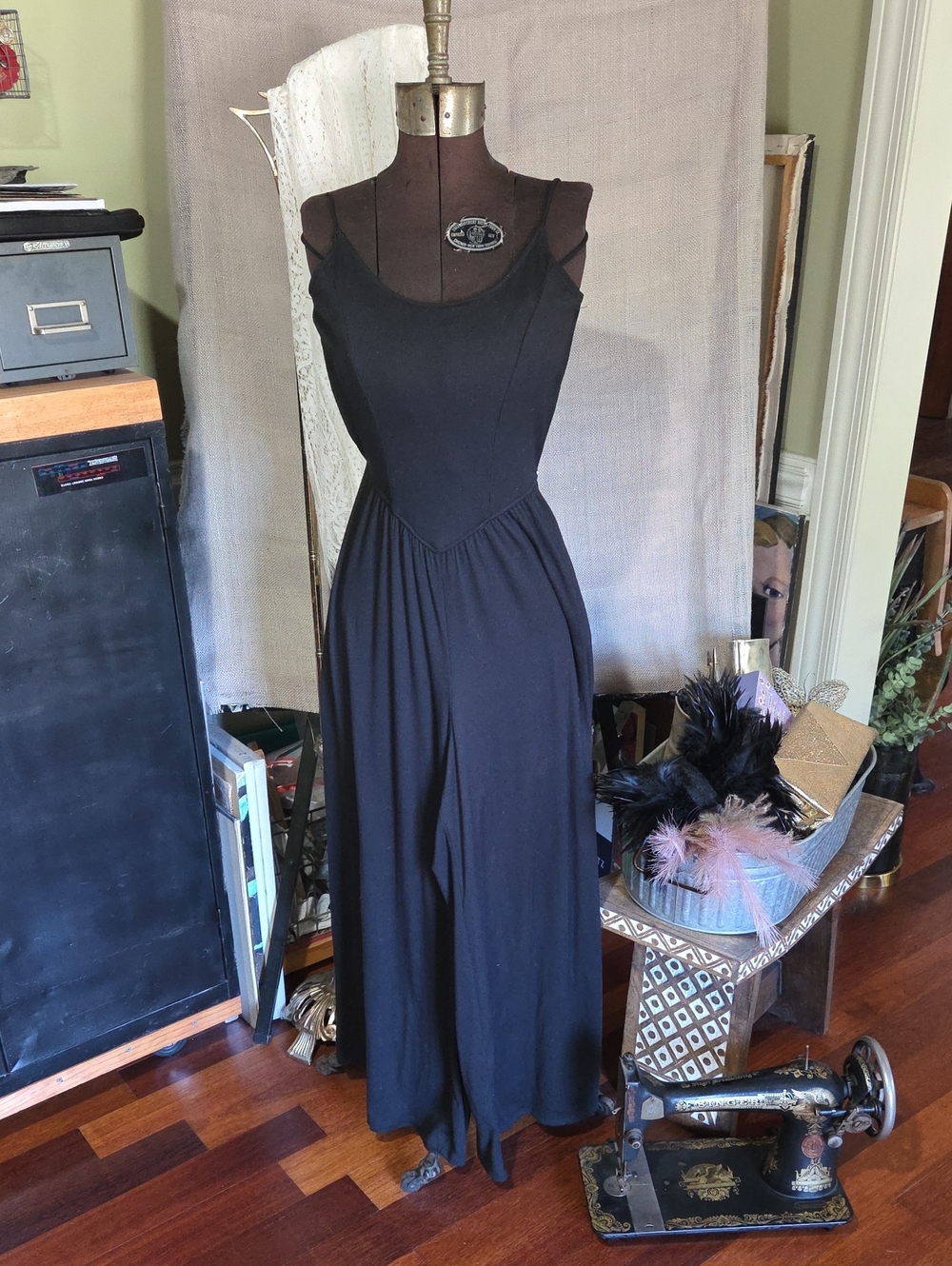 Black Comfy Wide-Leg Jumpsuit - M